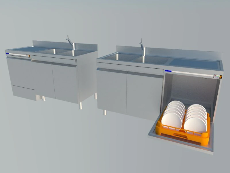 2 industrial sink double 3D Model .c4d .max .obj .3ds .fbx .stl .blend