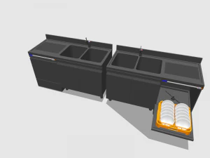 2 industrial sink double 3D Model
