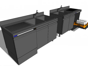 2 industrial sink double 3D Model