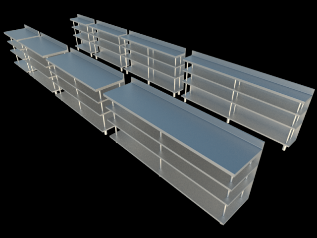 tables shelves stainless steel Model 3D .c4d .max .obj .3ds .fbx .stl .blend 