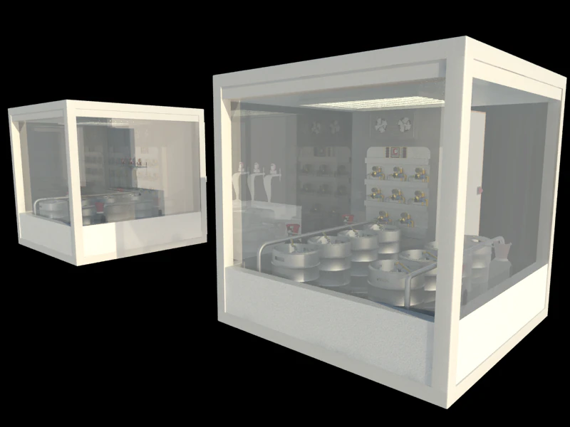 beer cooler with camera 8 barrels 3D Model .c4d .max .obj .3ds .fbx .stl .blend