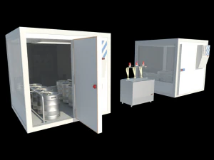 beer cooler with camera 8 barrels 3D Model