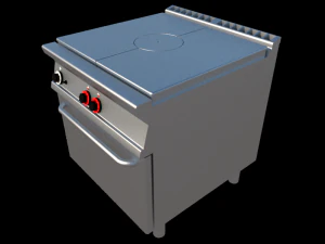 kuchnia modułowa z otwartym ogniem z piekarnikiem 80 cm seria 900 Model 3D