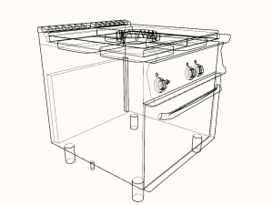 modular kitchen of an open fire with oven 80 cm serie 900 3D Model