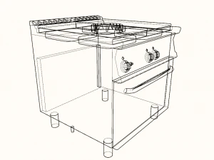 modular kitchen of an open fire with oven 80 cm serie 900 3D Model