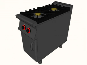 modular kitchen with two fire 40 cm serie 900 3D Model