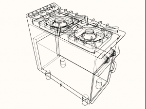 modular kitchen with two fire 40 cm serie 900 3D Модель