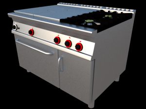 modular kitchen of 3 fire with oven 120 cm 3D Model