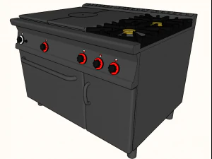 modular kitchen of 3 fire with oven 120 cm 3D Model