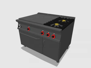 modular kitchen of 3 fire with oven 120 cm 3D Model
