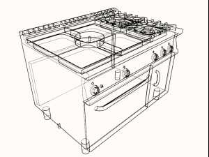 modular kitchen of 3 fire with oven 120 cm 3D Модель