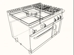 modular kitchen of 3 fire with oven 120 cm 3D Model