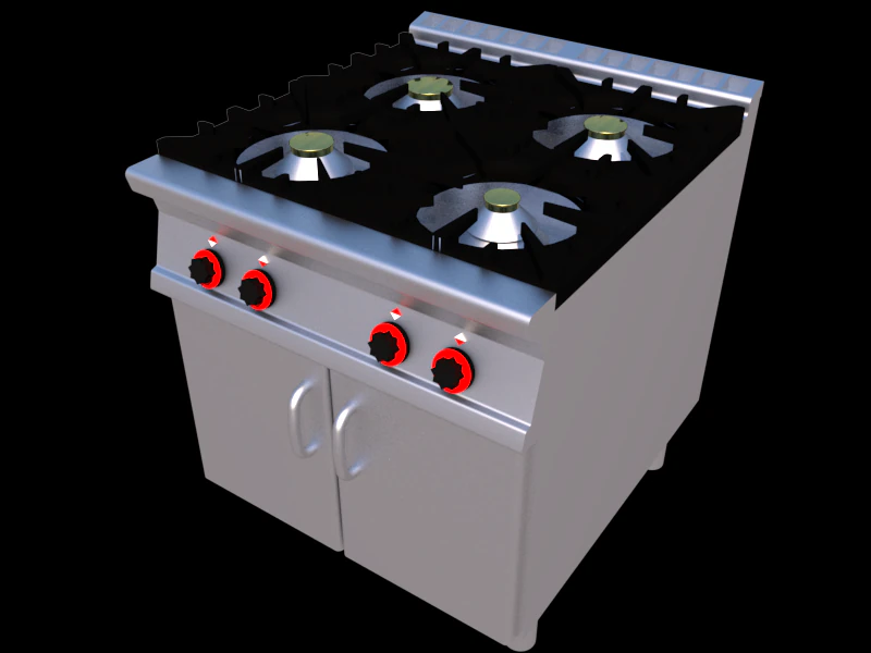 modular kitchen with four fire 80 cm serie 900 3D Model .c4d .max .obj .3ds .fbx .stl .blend 