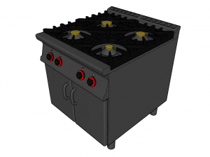 modular kitchen with four fire 80 cm serie 900 3D Model