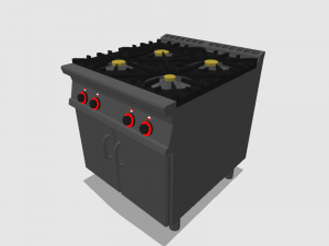 modular kitchen with four fire 80 cm serie 900 3D Model