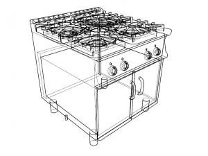 modular kitchen with four fire 80 cm serie 900 3D Model