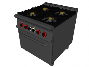 modular kitchen with four fire with oven 80 cm serie 900 3Dモデル