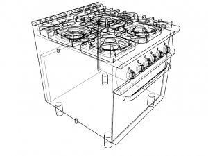 modular kitchen with four fire with oven 80 cm serie 900 3Dモデル
