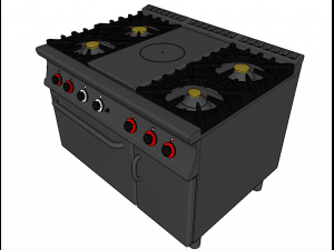 modular kitchen with five fire and oven 120 cm serie 900 3D Model
