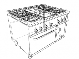 modular kitchen with five fire and oven 120 cm serie 900 3D Model