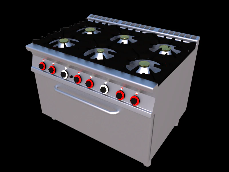 modular kitchen with six fire and oven 120 cm serie 900 3D Model .c4d .max .obj .3ds .fbx .stl .blend 
