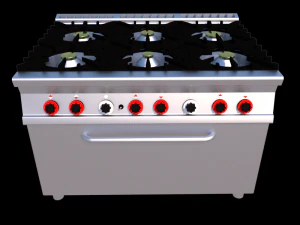 modular kitchen with six fire and oven 120 cm serie 900 3D Model