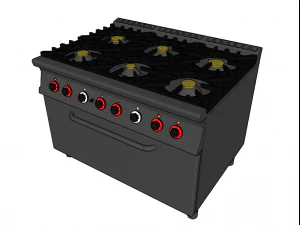 modular kitchen with six fire and oven 120 cm serie 900 3D Model