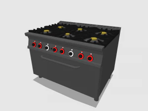 modular kitchen with six fire and oven 120 cm serie 900 3D Model