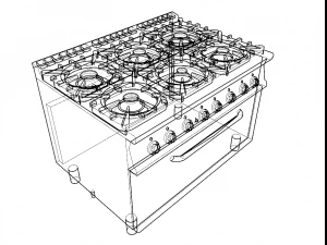 modular kitchen with six fire and oven 120 cm serie 900 3D Model