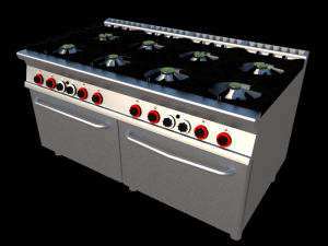 modular kitchen with eight fire and two ovens 160 cm serie 900 3D Model