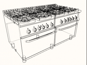 modular kitchen with eight fire and two ovens 160 cm serie 900 3Dモデル