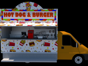 burger and hot dog truck 3D Model