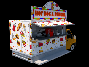 burger and hot dog truck 3D Model