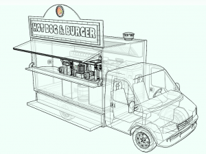 burger and hot dog truck 3D Model