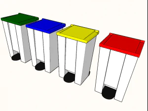 trash with pedal and wheels 3D Model