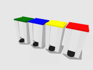 trash with pedal and wheels 3D Model
