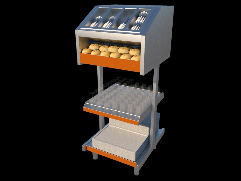 módulo de talheres self-service 750 mm Modelo 3D .c4d .max .obj .3ds .fbx .stl .blend