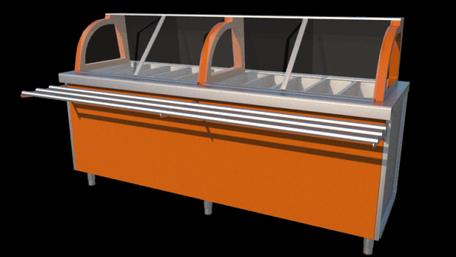self service bain marie covered module 2200 mm Modèle 3D .c4d .max .obj .3ds .fbx .stl .blend 