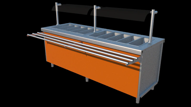 self service bain marie module 2200 mm 3D Model .c4d .max .obj .3ds .fbx .stl .blend 