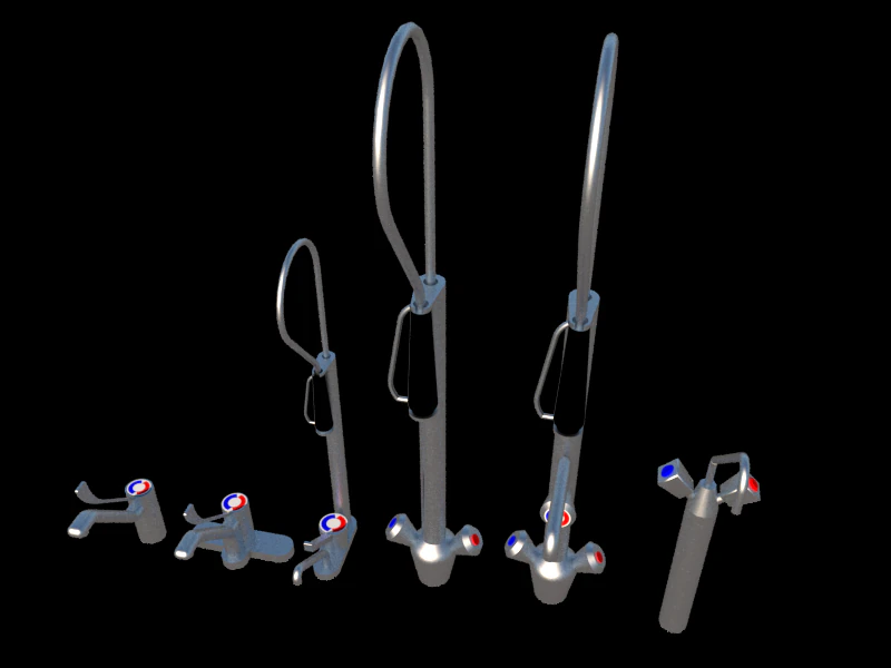 industrial faucets 3D Model .c4d .max .obj .3ds .fbx .stl .blend 