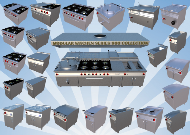 modular kitchen serie 900 collection Modelo 3D .c4d .max .obj .3ds .fbx .stl .blend
