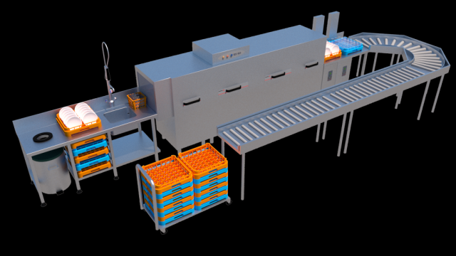 dishwasher complete washing tunnel 3D Модель .c4d .max .obj .3ds .fbx .stl .blend