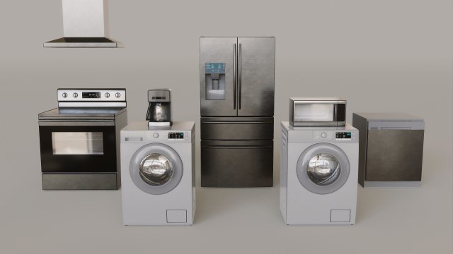 Kitchen Appliances Model 3D .c4d .max .obj .3ds .fbx .stl .blend 
