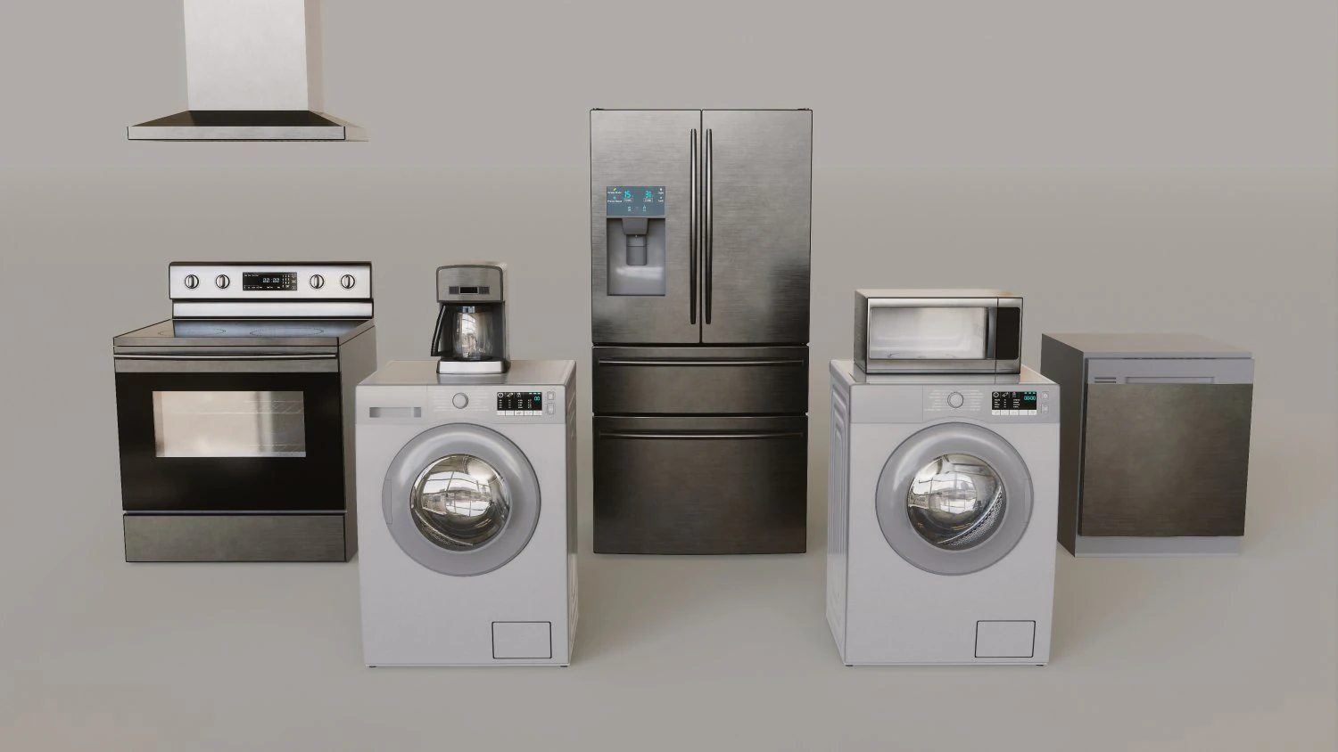 Kitchen Appliances 3D Model .c4d .max .obj .3ds .fbx .stl .blend 