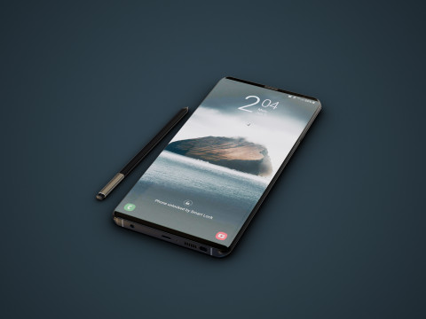 Smartphone With Stylus Modello 3D