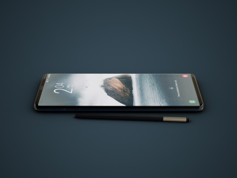 Smartphone With Stylus Modello 3D