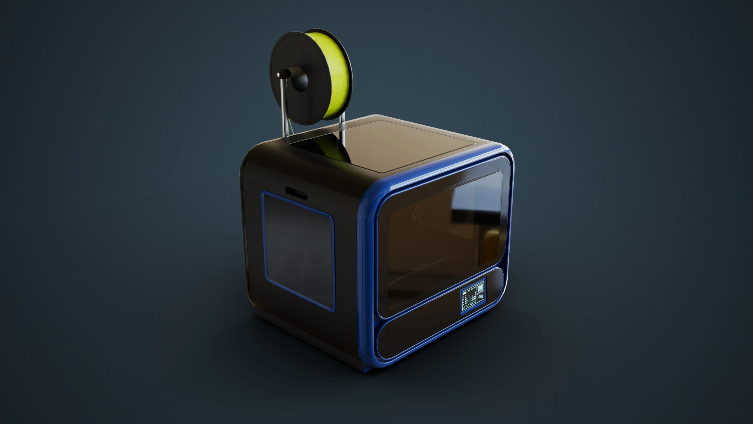 3D Printer With Spool Of Filament 3D Model .c4d .max .obj .3ds .fbx .stl .blend