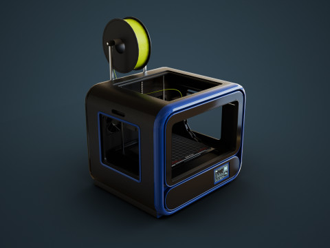 3D Printer With Spool Of Filament 3D मॉडल