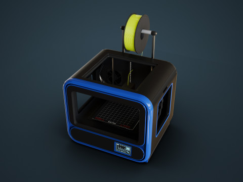 3D Printer With Spool Of Filament 3D मॉडल