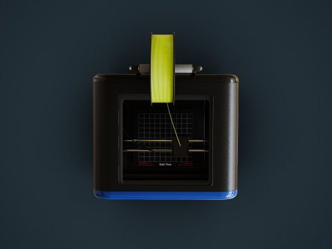 3D Printer With Spool Of Filament 3D मॉडल